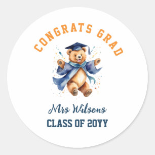 Pre-K Graduation Cute Teddy Teachers Favor Classic Round Sticker