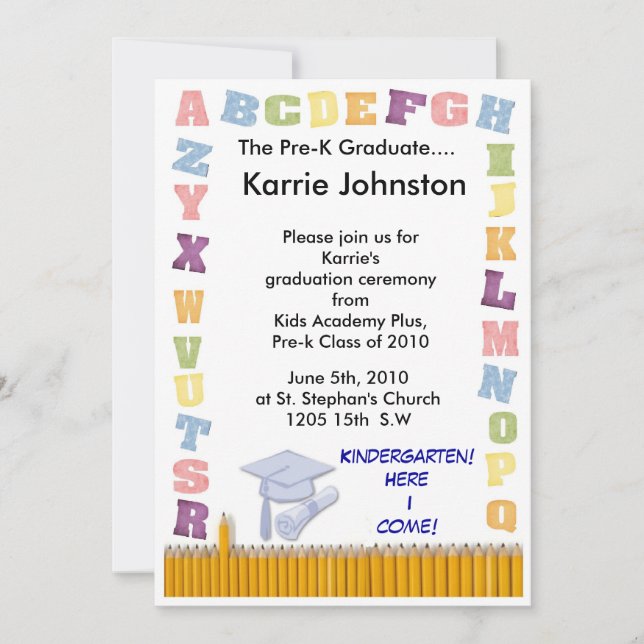 Pre-K graduation Invitation (Front)