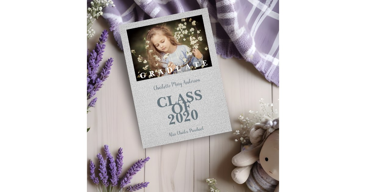 Pre-K Graduation Simple Photo Gray Textile Texture | Zazzle