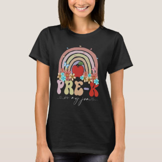 Pre K Is My Jam Back To School Rainbow Retro Groov T-Shirt