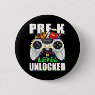 Pre-k Level Unlocked Gamer First Day Of School Boy Button
