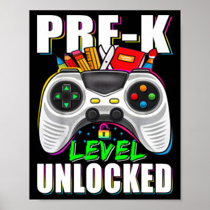 Pre-k Level Unlocked Gamer First Day Of School Boy Poster