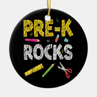Pre K Rocks Funny Back To School Teacher Ceramic Ornament