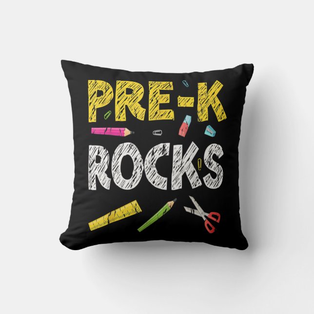 Pre K Rocks Funny Back To School Teacher  Throw Pillow (Front)