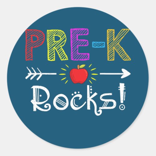 Pre K Rocks Teacher Student Funny Back To School Classic Round Sticker