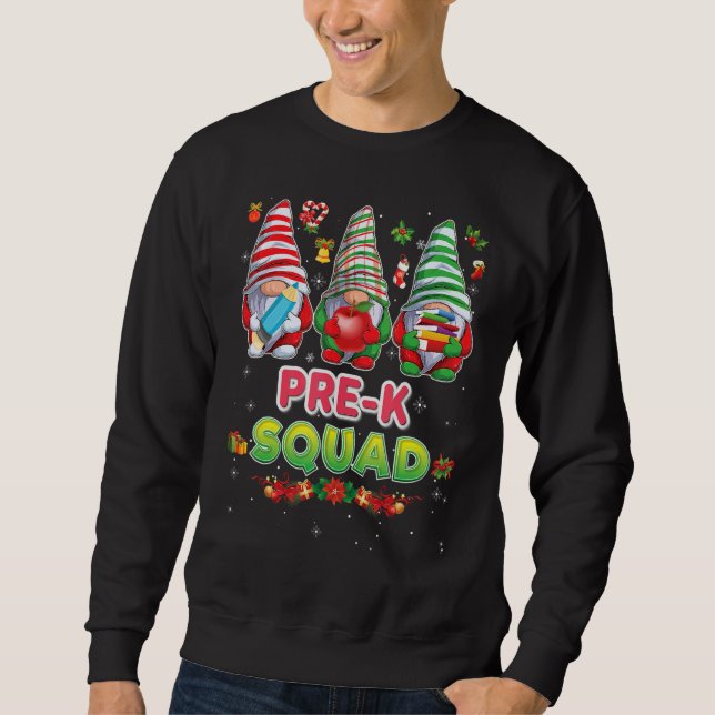 Pre K Squad Merry Christmas Gnomes Student Sweater (Front)