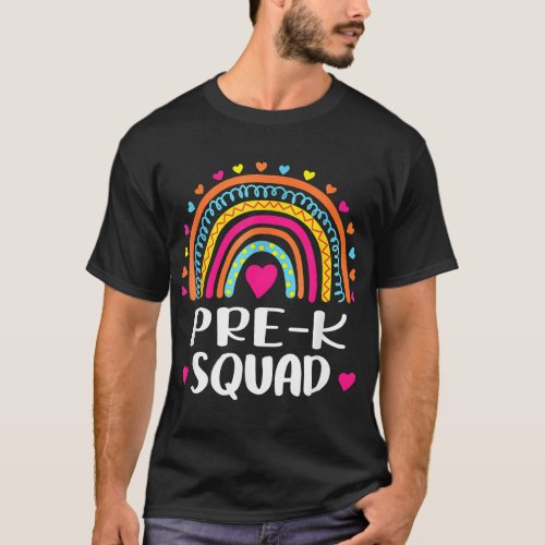 Pre K Squad Teacher Funny Rainbow Lover Back To Sc T_Shirt