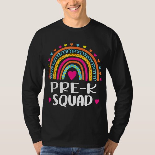 Pre K Squad Teacher Funny Rainbow Lover Back To Sc T_Shirt