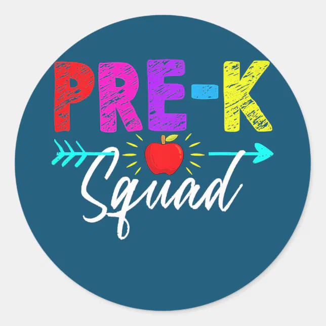 Pre K Squad Teacher Student Kids Preschool Back Classic Round Sticker