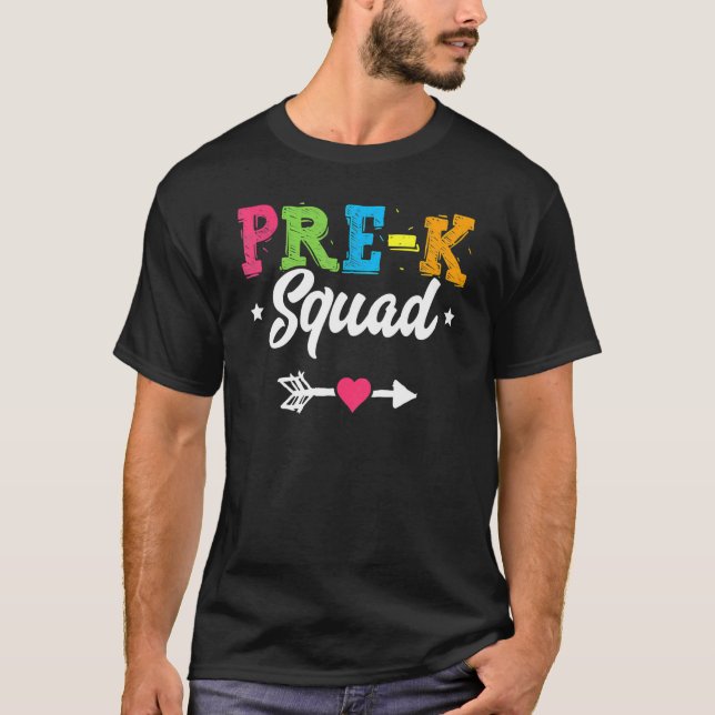 Pre K Squad Teacher Student Kids Preschool Back To T-Shirt (Front)