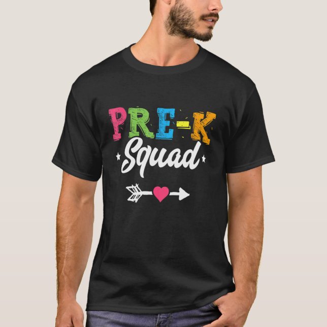 Pre K Squad Teacher Student Kids Preschool Back To T-Shirt (Front)