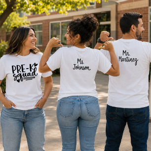 Pre-K Squad with Teacher's Name Back to School T-Shirt