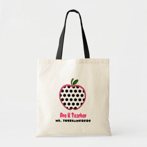 Pre K Teacher Bag _ Polka Dot Apple
