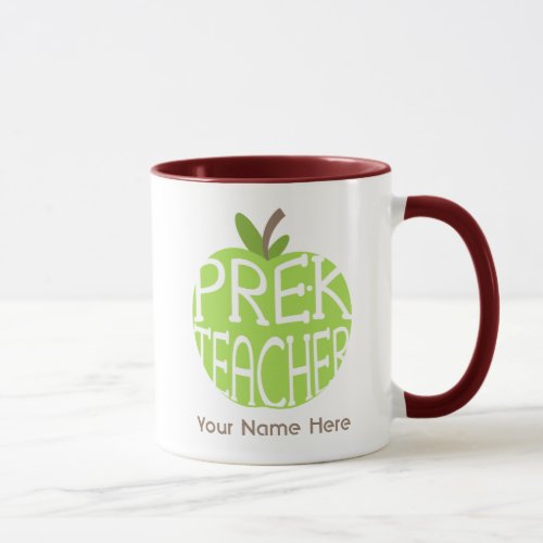 Pre K Teacher Green Apple Mug