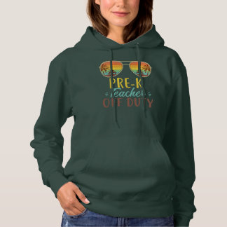 Pre K Teacher Off Duty Sunglasses Beach Sunset  Hoodie