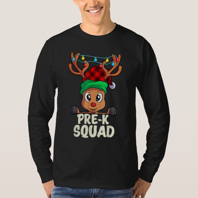 Pre K Teacher Squad Reindeer  Teacher Christmas Xm T-Shirt (Front)