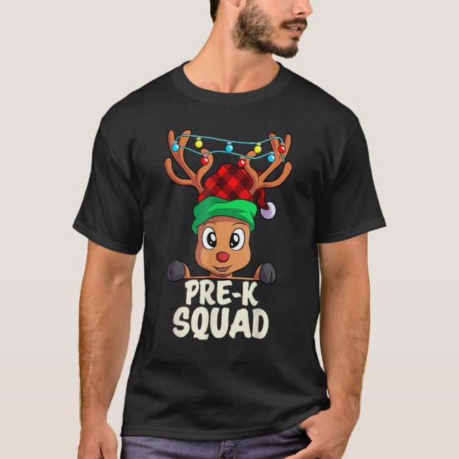 Pre K Teacher Squad Reindeer  Teacher Christmas Xm T-Shirt (Front)
