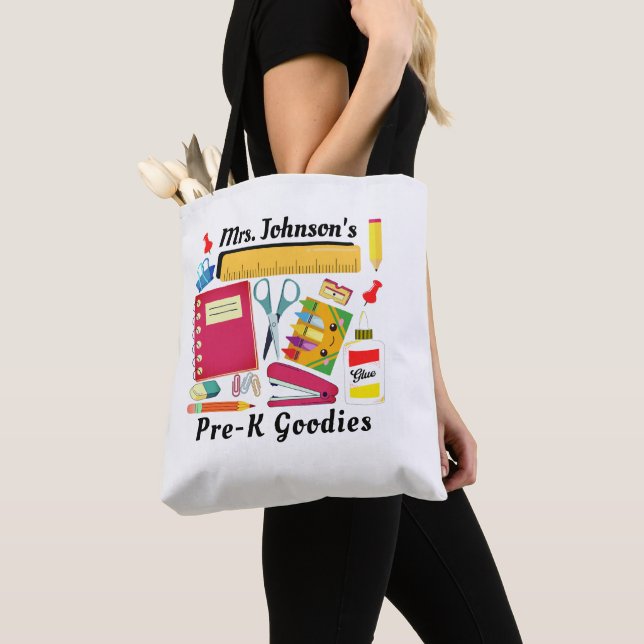 Pre-K Teacher's School Supplies Tote Bag (Close Up)