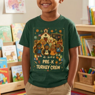 Pre-K Turkey Crew Cute Thanksgiving Kids T-Shirt