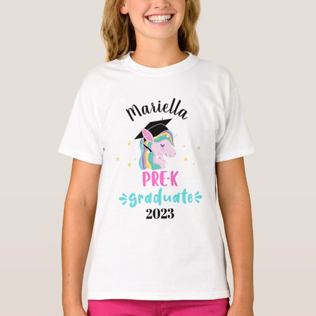 Pre-K unicorn personalized graduate T-Shirt (Front)