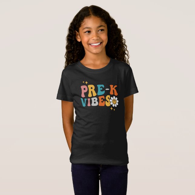 Pre-K Vibes Groovy Design T-Shirt (Front Full)