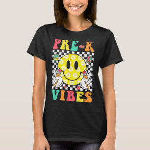Pre-k vibes retro smile face teacher kids back to T-Shirt