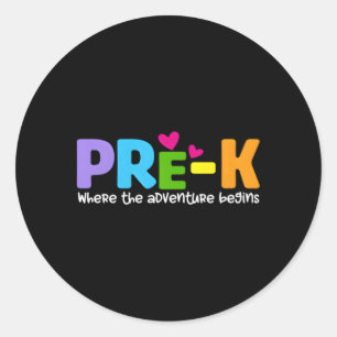 Pre K Where The Adventure Begins Classic Round Sticker