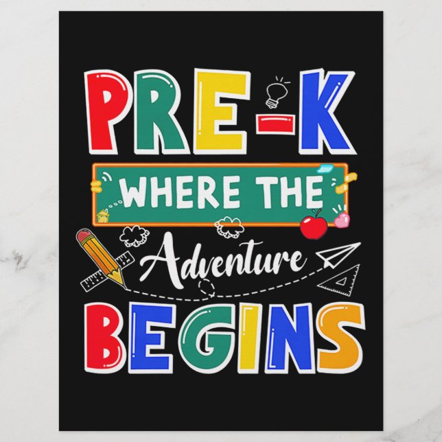 Pre-K Where The Adventure Begins Funny School Letterhead (Front)