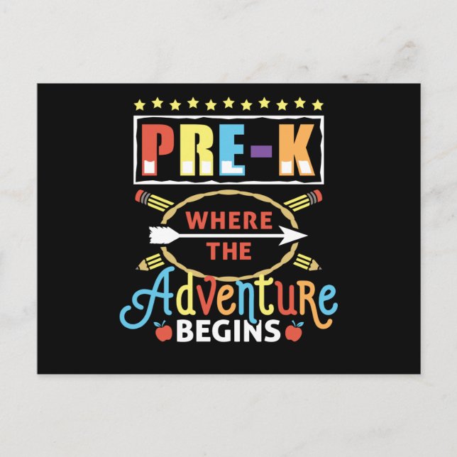 Pre-K Where the Adventure Begins Postcard (Front)