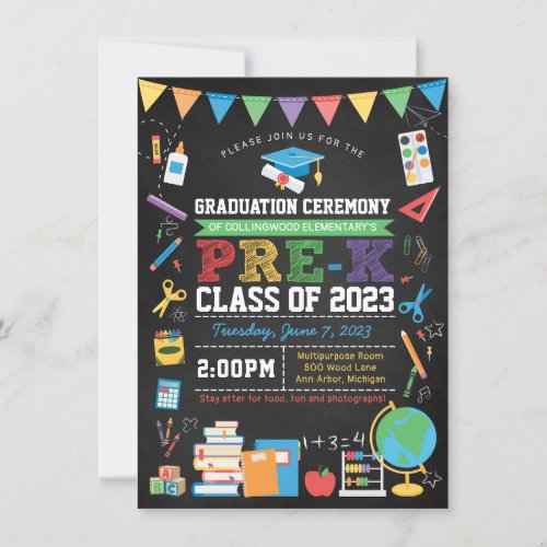 Pre_Kindergarten Graduation Ceremony Chalkboard In Invitation