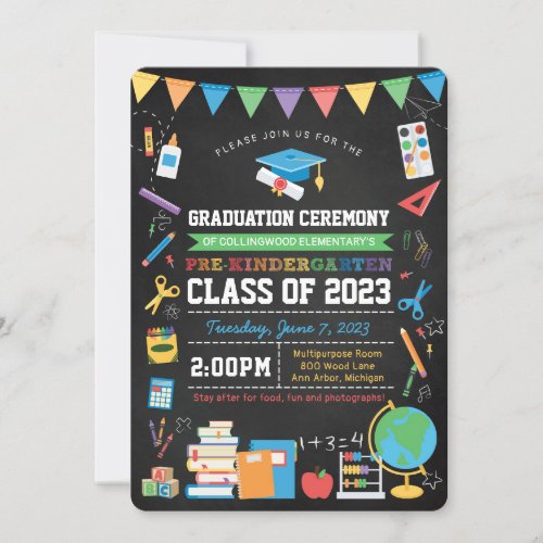 Pre_Kindergarten Graduation Ceremony Chalkboard Invitation