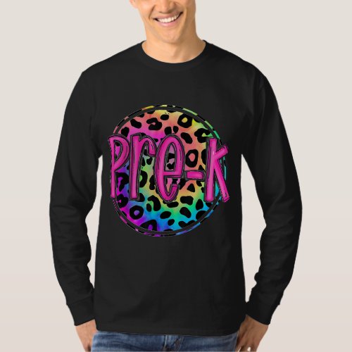 Pre Kindergarten Neon Leopard PreK Teacher 1st Day T_Shirt