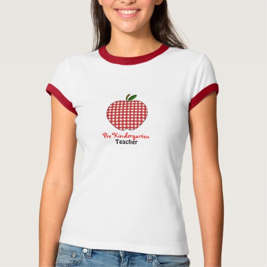 Pre Kindergarten Teacher Shirt - Red Gingham Apple