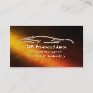 Pre-owned Autos, luxury gold sports car logo Business Card