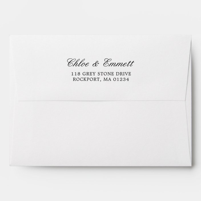 Pre printed return address on back envelope zazzle