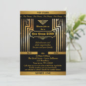 Pre Prom invitation,Gatsby style,ticket,black gold Invitation (Standing Front)