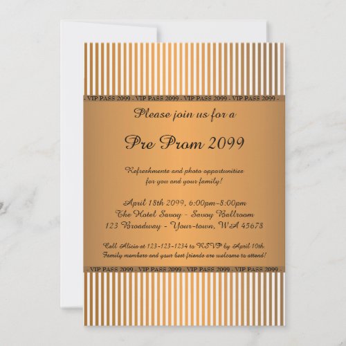 Pre_Prom invitationPre Prom QuinceaneraVIP PASS Invitation