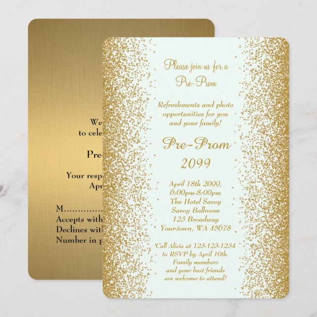 Pre Prom, Pre-Prom, Quinceanera, Sweet-sixteen, Invitation (Front/Back)