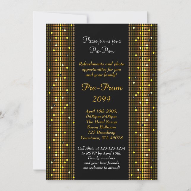 Pre Prom, Pre-Prom, Quinceanera, Sweet-sixteen, Invitation (Front)