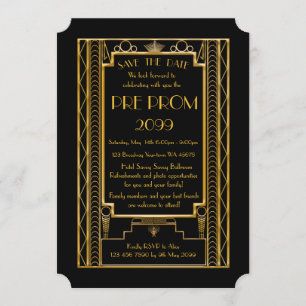 Pre PromJunior, Great Gatsby, Gold,Black Save The Date