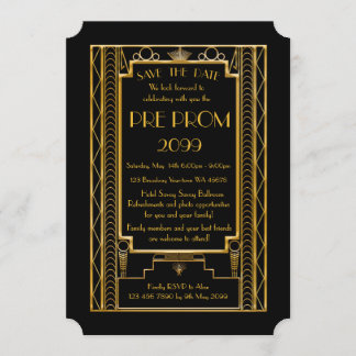 Pre PromJunior, Great Gatsby, Gold,Black Save The Date