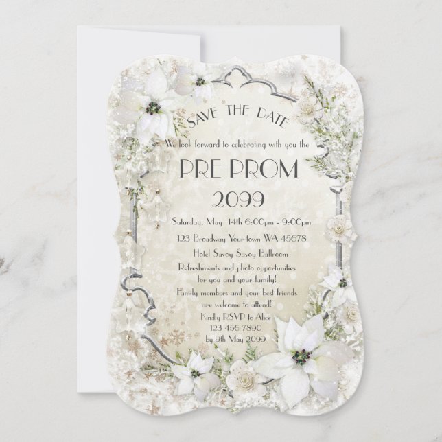 Pre PromJunior, Great Gatsby, Gold,silver,bracket Save The Date (Front)