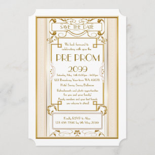 Pre PromJunior, Great Gatsby, Gold,white Save The Date