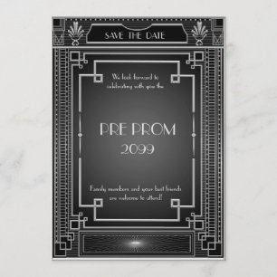 Pre PromJunior, Great Gatsby, Silver,black Save The Date