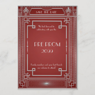 Pre PromJunior, Great Gatsby, Silver,red Save The Date