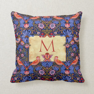 Pre Raphaelite Wm. Morris CUSTOMIZABLE MONOGRAM Throw Pillow