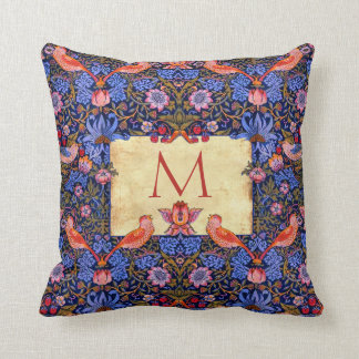 Pre Raphaelite Wm. Morris CUSTOMIZABLE MONOGRAM Throw Pillow