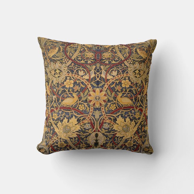Pre Raphaelite Wm. Morris CUSTOMIZABLE MONOGRAM Throw Pillow (Front)