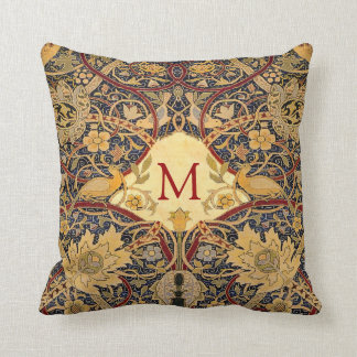 Pre Raphaelite Wm. Morris CUSTOMIZABLE MONOGRAM Throw Pillow