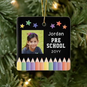 Pre-School Custom Kids Photo Keepsake Ceramic Ornament